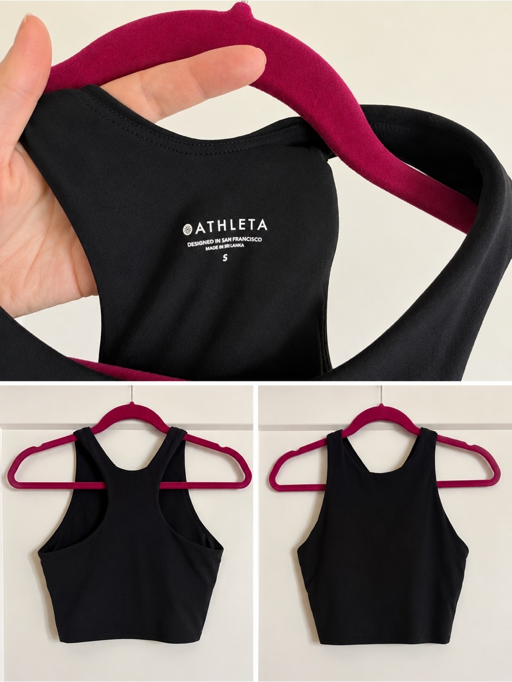Athleta Black Racerback Crop Sports Bra